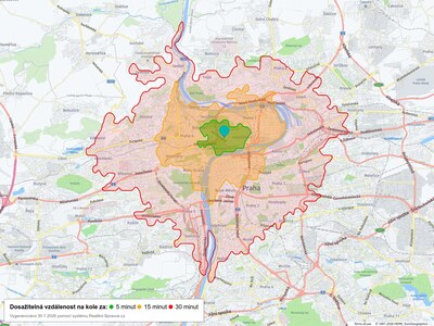 Dosažitelná vzdálenost: kolo