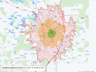 Dosažitelná vzdálenost: kolo
